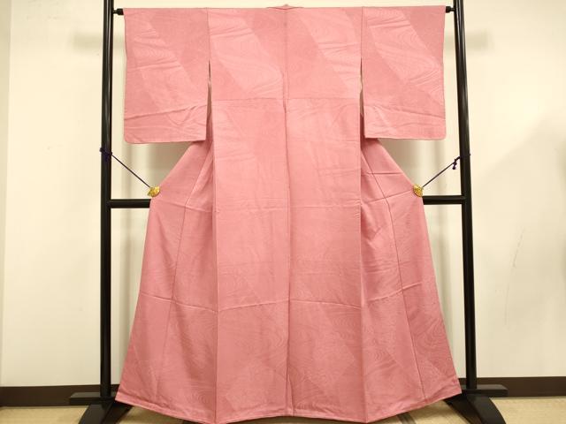 平和屋着物■上質な色無地 流水地紋 濃い薄紅色 正絹 逸品 DABD2513du