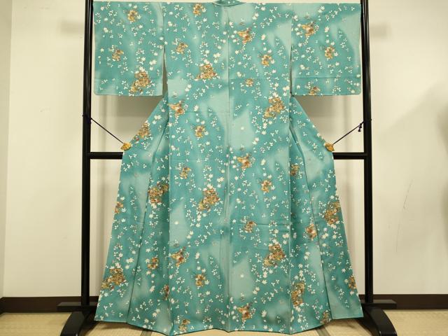 平和屋着物■上質な小紋 破れ色紙花文 暈し染め 金彩 正絹 逸品 DABD2516du