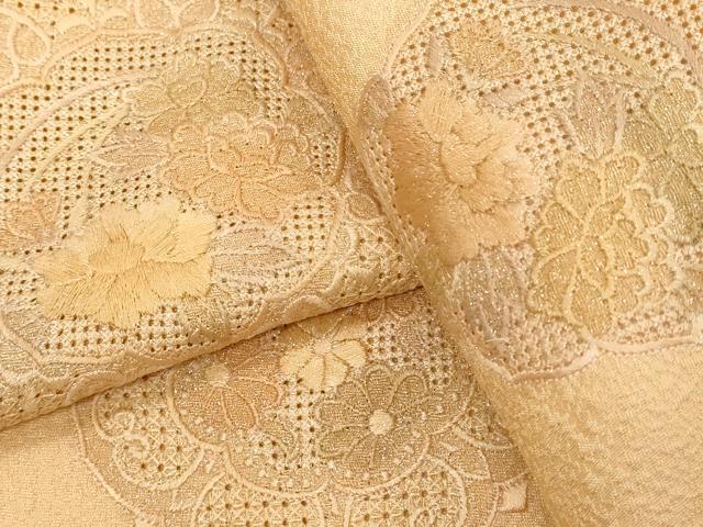 平和屋着物■中国三大刺繍 スワトウ刺繍 汕頭刺繍 総刺繍 訪問着 花丸文 正絹 逸品 DABD2555cd