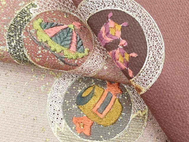 平和屋着物■中国三大刺繍 スワトウ刺繍 汕頭刺繍 総刺繍 訪問着 駒刺繍 花丸文 暈し染め 金銀彩 正絹 逸品 DABD2570cd