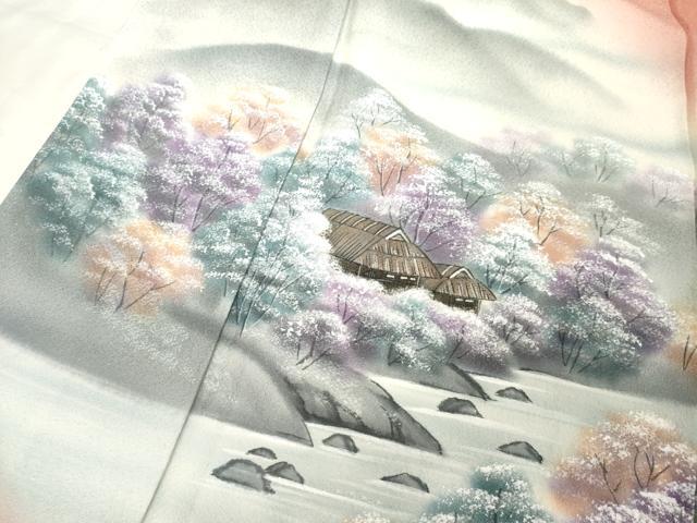 平和屋着物■訪問着 手描き 風景文 暈し染め 正絹 逸品 未使用 DABD2573cd