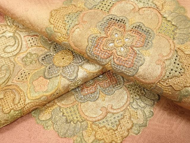 平和屋着物■中国三大刺繍 スワトウ刺繍 汕頭刺繍 総刺繍 訪問着 舞花文 暈し染め 金彩 正絹 逸品 DABD2582cd