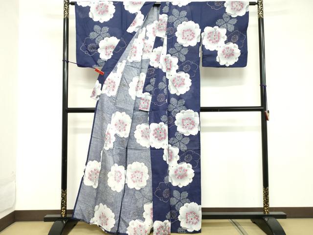 平和屋着物∴夏物 浴衣 舞花文 綿 逸品 DABD2635cd