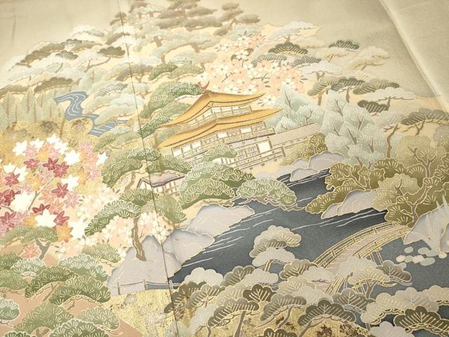 平和屋着物■豪華色留袖 風景文 金閣寺 暈し染め 金彩 正絹 逸品 DABD2646cd
