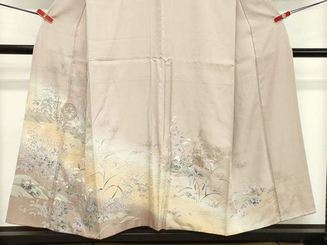 平和屋着物■訪問着 流水花鳥文 暈し染め 金銀彩 正絹 逸品 DABD2666cd