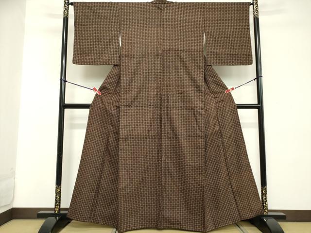 平和屋着物■上質な紬 花菱文 正絹 逸品 DABD2671cd