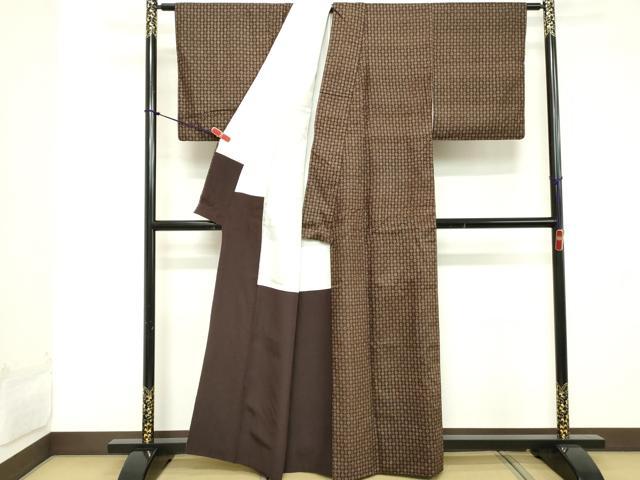 平和屋着物■上質な紬 花菱文 正絹 逸品 DABD2671cd