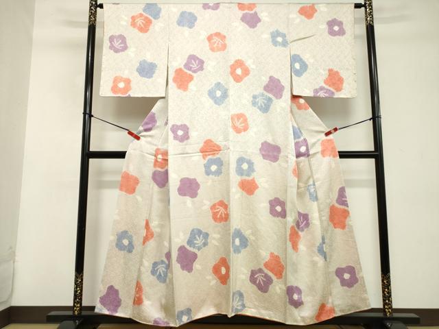 平和屋着物■上質な小紋 絞り 舞花文 正絹 逸品 DABD2683cd