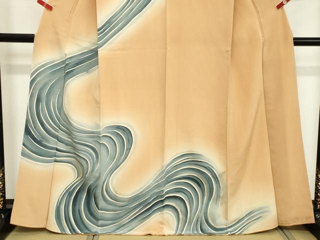 平和屋着物■訪問着 手描き 流水文 暈し染め 銀彩 正絹 逸品 DABD2686cd