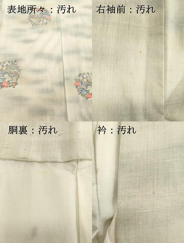平和屋着物■上質な紬 花鳥丸文 正絹 逸品 DABD2730cd