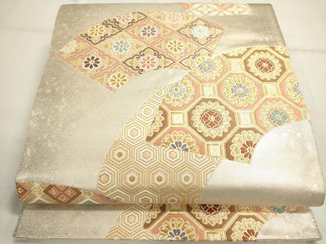 平和屋着物◎六通柄袋帯 唐織 地紙吉祥花文 正絹 逸品 DABD2784cd