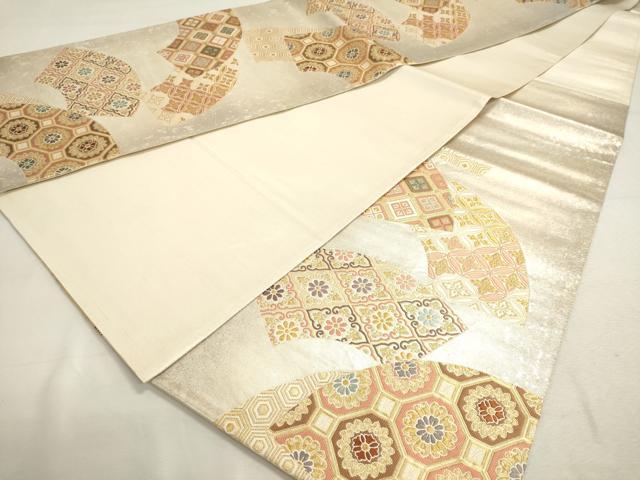 平和屋着物◎六通柄袋帯 唐織 地紙吉祥花文 正絹 逸品 DABD2784cd
