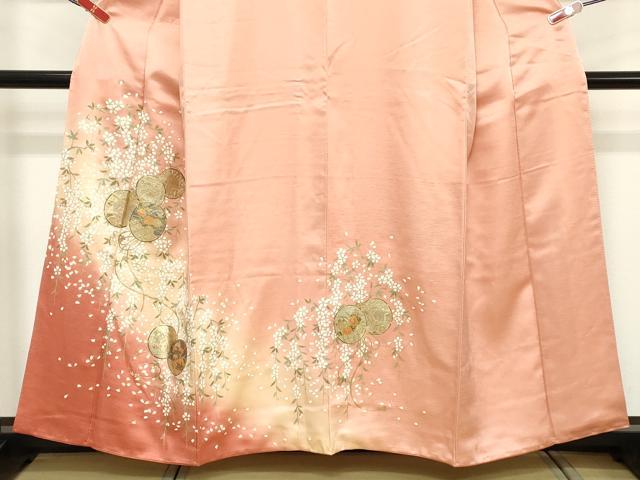 平和屋着物■訪問着 草花文 鼓 暈し染め 金彩 正絹 逸品 DABD2829cd
