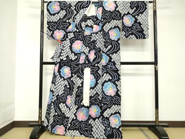 平和屋着物∴夏物 浴衣 有松鳴海絞り 流水花文 綿 逸品 DABD2861cd
