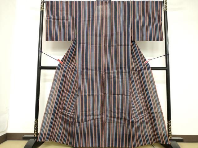 平和屋着物∴夏物 阿波しじら織 浴衣 間道 逸品 DABD2889cd