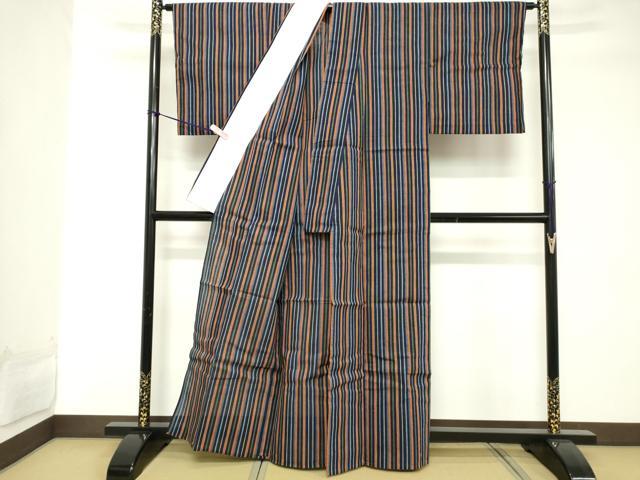 平和屋着物∴夏物 阿波しじら織 浴衣 間道 逸品 DABD2889cd