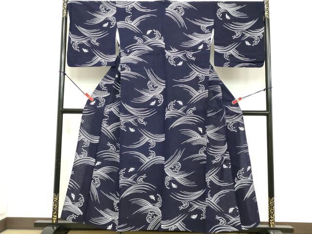 平和屋着物∴夏物 浴衣 荒波文 綿 逸品 DABD2896cd