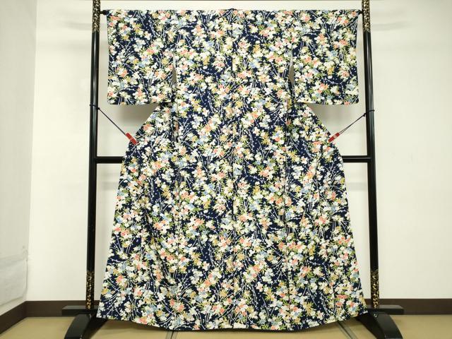平和屋着物■上質な小紋 草花文 正絹 逸品 DABD2943cd