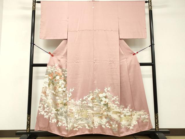 平和屋着物■豪華色留袖 風景花文 金彩 正絹 逸品 DABD2959cd