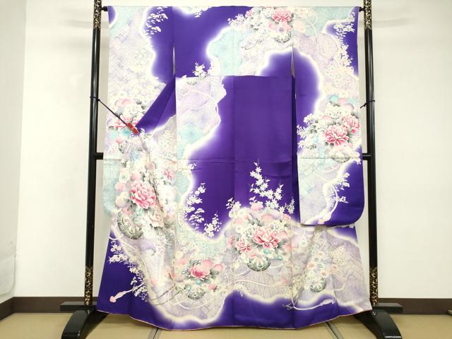 平和屋着物■豪華振袖 駒刺繍 草花文 暈し染め 銀彩 正絹 逸品 DABD2994cd