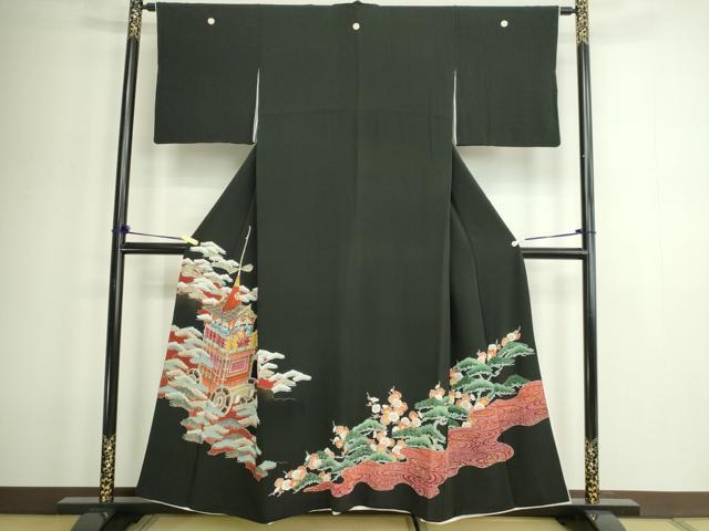 平和屋着物■豪華黒留袖 人物風景文 金彩 正絹 逸品 DABD3123sf