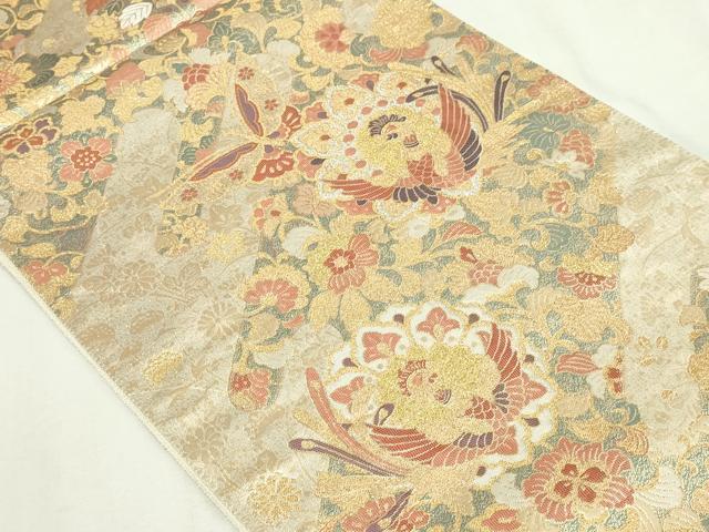 平和屋本店▼六通柄袋帯 重文彫金文 本金二重箔 正絹 24k 逸品 DABD3203sf