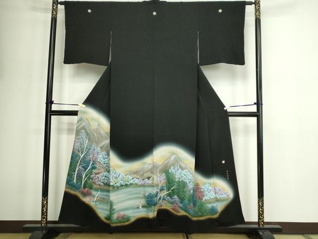 平和屋着物■豪華黒留袖 作家物 名所絵巻 暈し染め 金彩 正絹 逸品 DABD3395sf