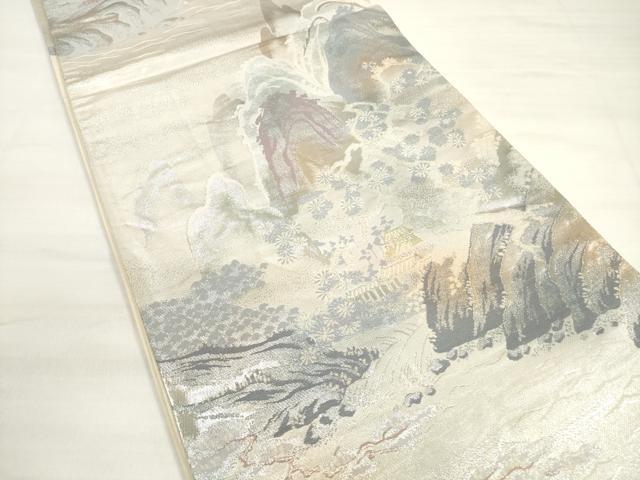 平和屋着物◎六通柄袋帯 錦袋 嵯峨野 遠山風景文 金銀糸 正絹 逸品 DABD3566xg