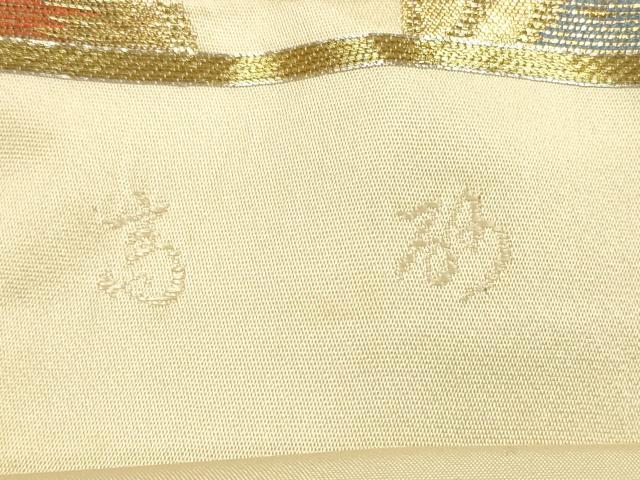 平和屋着物◎六通柄袋帯 更紗花文 高砂 金銀糸 正絹 逸品 DABD3704xg