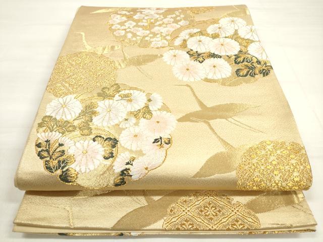 花美人着物□六通柄袋帯 唐織 彩花遺宝段文 金糸 逸品 n1299 平和屋