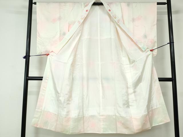 平和屋着物■長襦袢 袷 孔雀花文 暈し染め 半衿刺繍 正絹 逸品 DABD4005qa