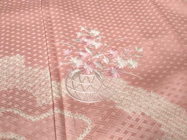 平和屋着物■訪問着 絞り 刺繍 道長花籠文 正絹 逸品 DABD4097qa
