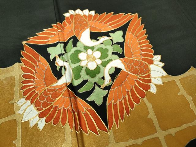 平和屋着物■豪華黒留袖 駒刺繍 花鳥文 金彩 正絹 逸品 DABD4217qa
