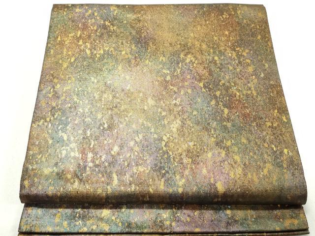 平和屋着物◎六通柄袋帯 霞文 彩紅シルク箔 引箔 正絹 逸品 DABD4276qa