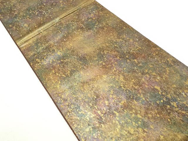平和屋着物◎六通柄袋帯 霞文 彩紅シルク箔 引箔 正絹 逸品 DABD4276qa
