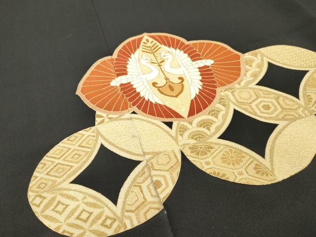 平和屋着物▼黒留袖 反物 着尺 裁断済 鳳凰吉祥文 金彩 逸品 未使用 DABD4667zy