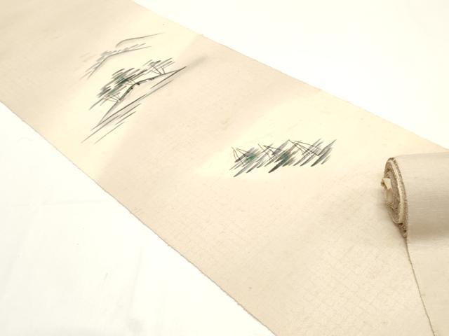 平和屋着物▼付下げ 反物 着尺 紬地 手描き 風景文 逸品 未使用 DABD4993zy