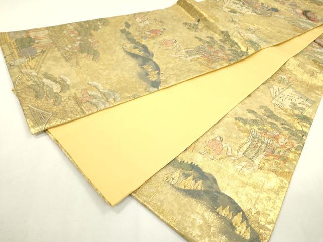 平和屋着物▼全通柄袋帯 平安風景 金糸 正絹 逸品 DABD5051fe