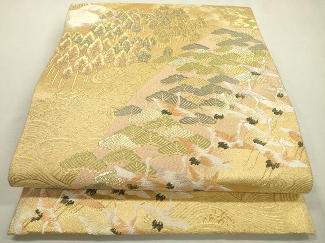 平和屋着物▼六通柄袋帯 唐織 飛鶴松文 金糸 正絹 逸品 DABD5172fe
