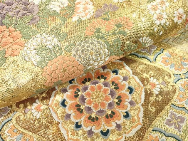 平和屋着物▼六通柄袋帯 唐織 正倉院鳳凰花文 金糸 引箔 正絹 逸品 DABD5193fe