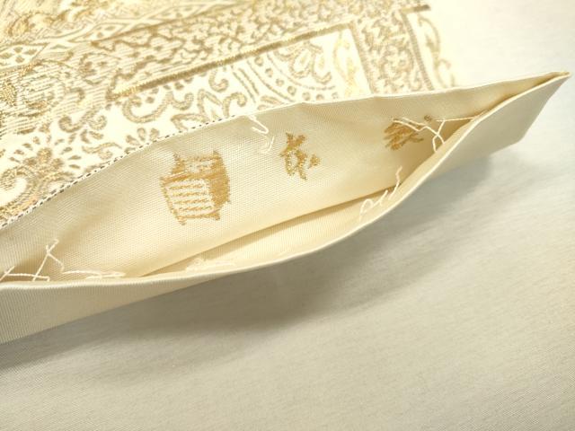平和屋着物▼六通柄 本袋帯 向かい鳥花唐草文 金糸 正絹 逸品 DABD5218fe