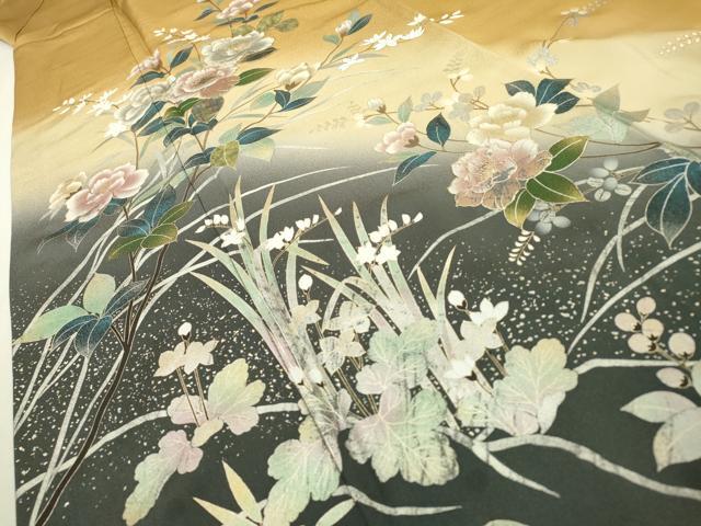 平和屋着物▼訪問着 螺鈿 枝花 暈し染 金銀彩 正絹 逸品 DABD5306fe
