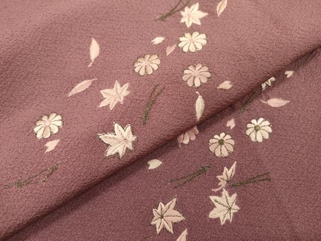 平和屋着物▼訪問着 作家物 総刺繍 吹き寄せ花文 金糸 正絹 逸品 DABD5409fe
