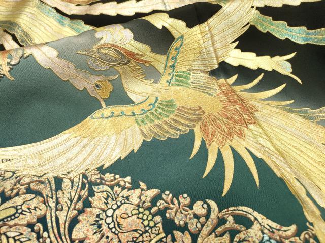 平和屋着物▼豪華黒留袖 鳳凰花唐草文 暈し染 金銀彩 正絹 逸品 DABD5420fe