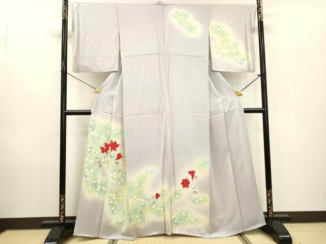 平和屋着物▼訪問着 手描き 枝花文 暈し染 正絹 逸品 DABD5444fe