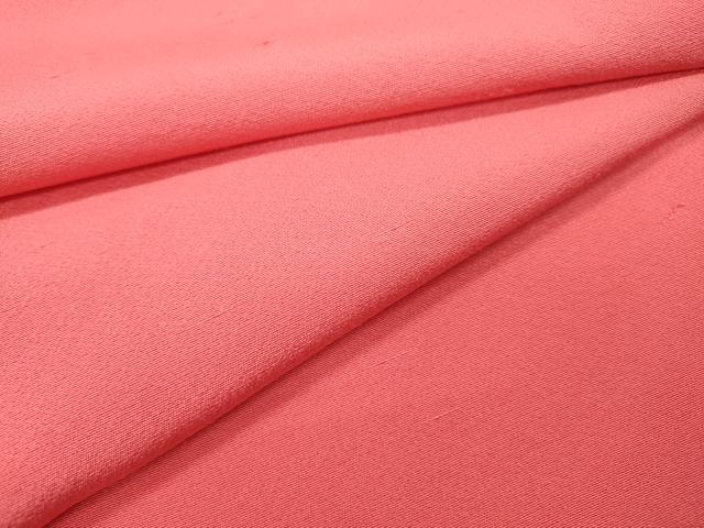 平和屋着物▽上質な色無地 単衣 韓紅色 お召縮緬 正絹 逸品 DABD5888fe