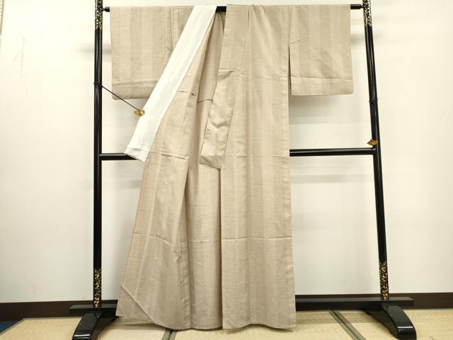平和屋着物▽柿渋紬 単衣 粋 柿渋染 間道 証紙付き 正絹 逸品 DABD5927fe