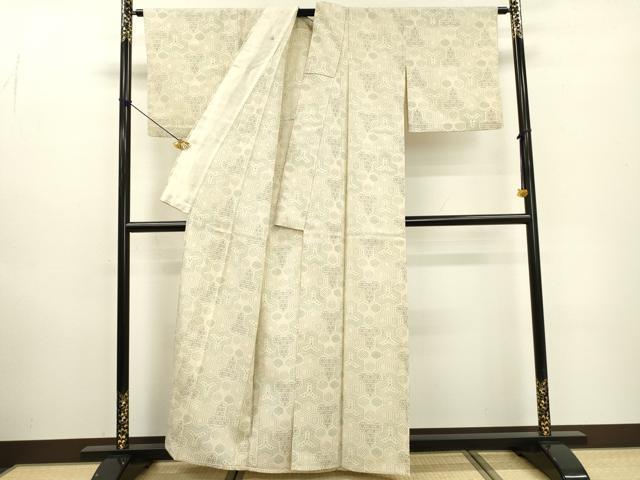 平和屋着物▽本塩沢 単衣 毘沙門亀甲 正絹 逸品 DABD5945fe