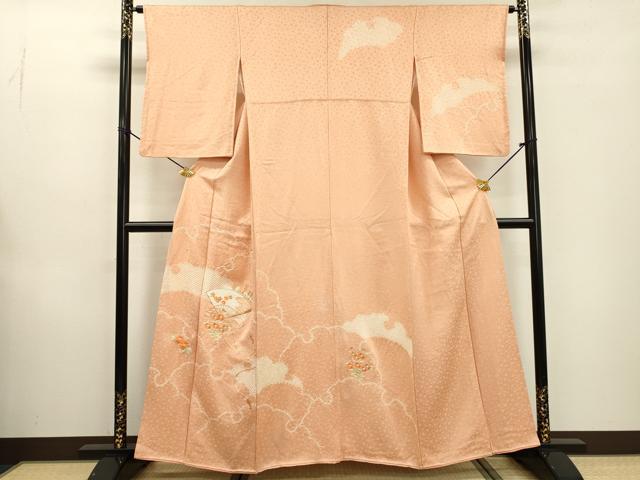 平和屋着物▼訪問着 絞り 刺繍 扇面花文 正絹 逸品 DABD5978fe