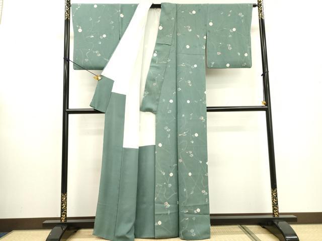 平和屋着物▼上質な小紋 絞り 地紋起こし 枝花 金彩 正絹 逸品 DABD5982fe